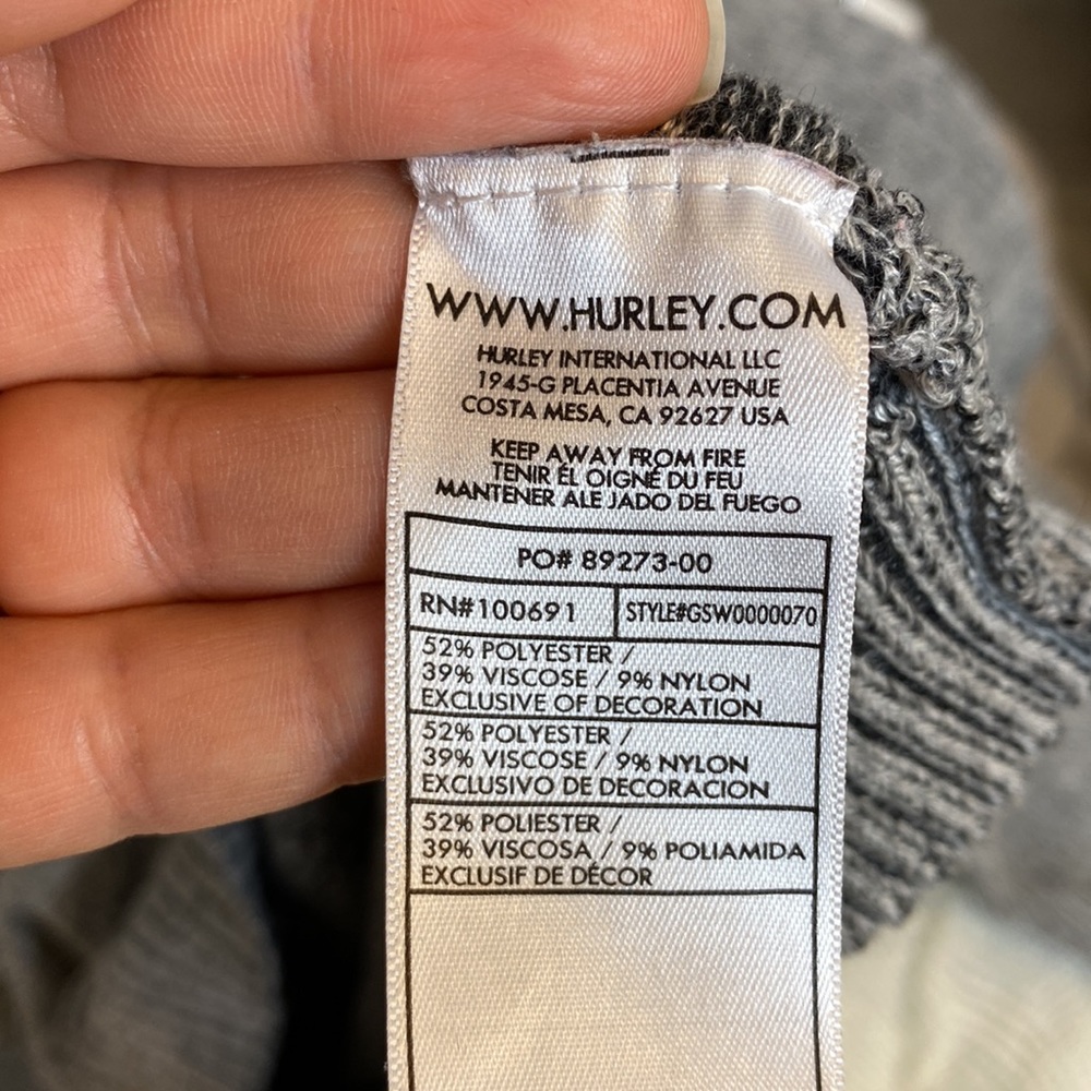 Hurley Gray Hooded knit Sweater - Picture 7 of 7